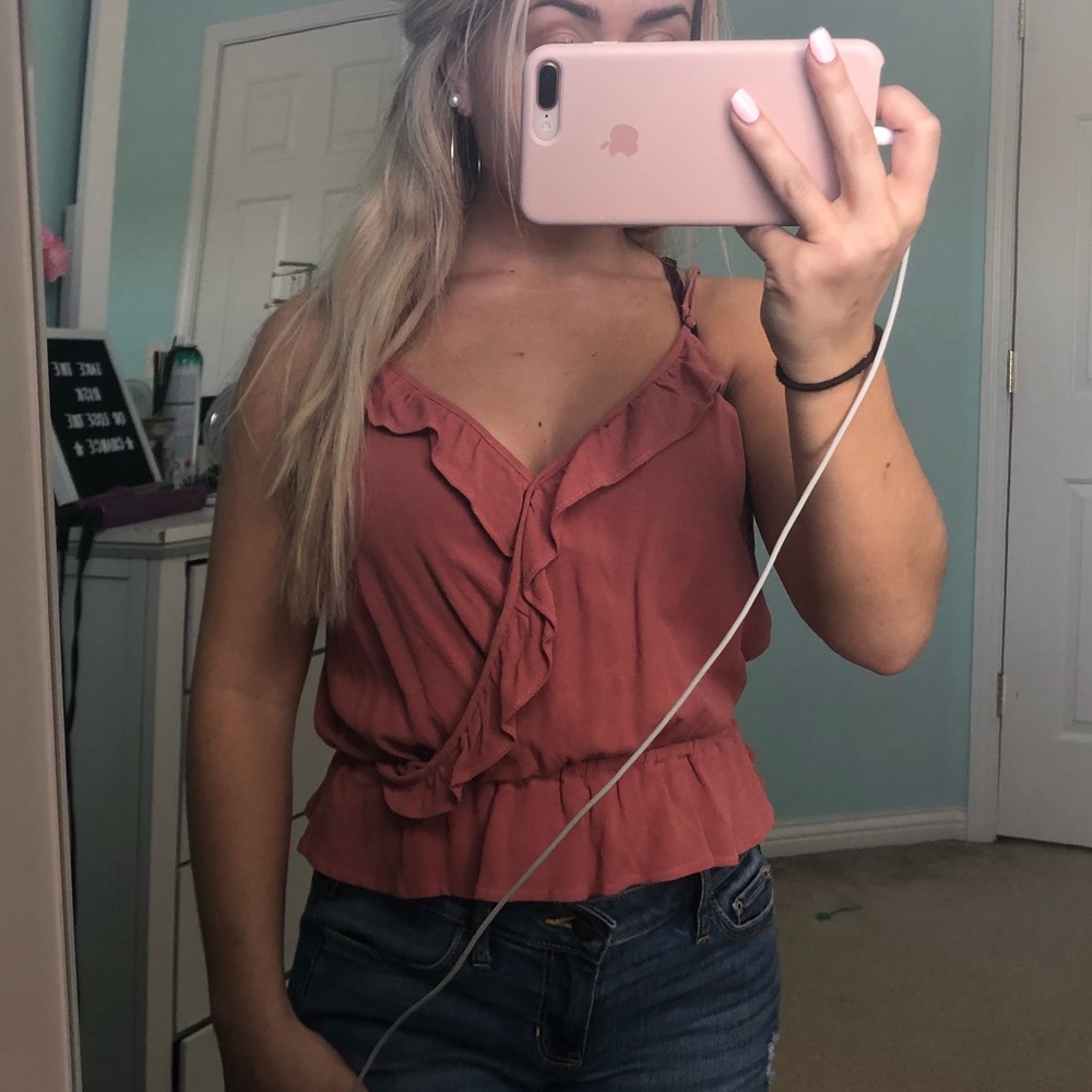 PacSun pink ruffled tank top